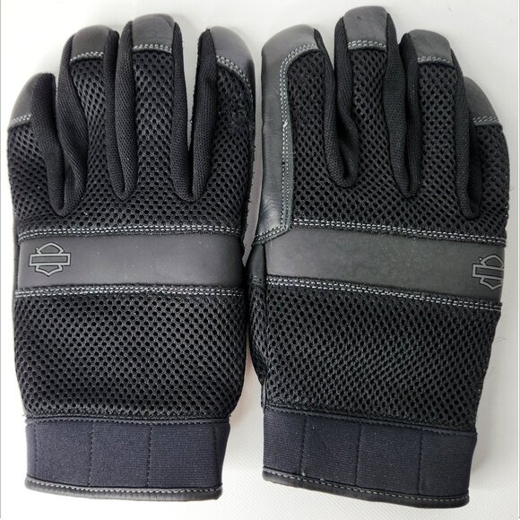 Harley-Davidson Genuine Motorclothes black mesh leather palm gloves 98377-17VM - Picture 1 of 5